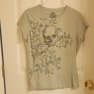 LOL VINTAGE SKULL & BONES GRAY/BLACK T-SHIRT/L